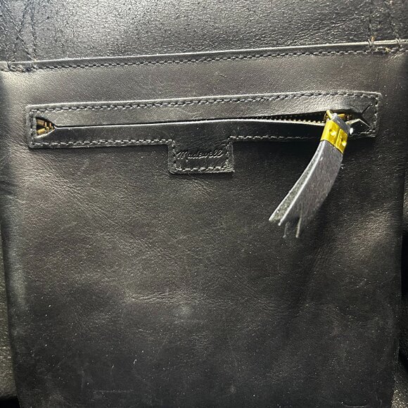 EUC Madewell Large Transport Black & Saddle Brown Leather Tote Bag Carryall - Picture 5 of 6